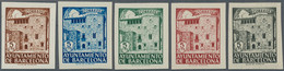 Spanien - Zwangszuschlagsmarken Für Barcelona: 1943, Casa Padellás Set Of Five IMPERFORATE 5c. Stamp - Impuestos De Guerra