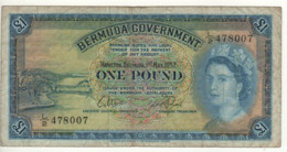 BERMUDA 1 Pound    Queen Elizabeth II  P20b    Dated 1st May 1957 - Bermudas