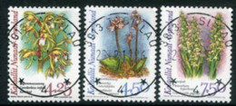 GREENLAND 1996 Arctic Orchids II Fluorescent Paper Used Michel 284y-86y - Used Stamps