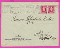 262704 / Slovakia Cover 1939 - 1+1 K.  SIEMENS Elektrizitäts A.G. Bratislava ,  Flamme ROZHLASU Radio , Nürnberg Germany - Covers & Documents