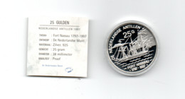 NED.ANTILLEN 25 GULDEN 1997 ZILVER PROOF FORT NASSAU 1797-1997 SCHIP - Antille