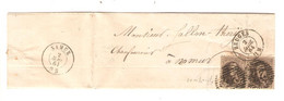 63REF/ TP Médaillon Dentelé 12 1/2-13 1/2 S/LAC Oblitération à Barres 3 + C. Bruges 2/AVRIL/1864 > Namur C. D'arrivée - Postmarks - Lines: Perceptions