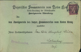 1922, Umschlag "Bayerischer Frauenverein Vom Roten Kreuz" Gelaufen Ab NÜRNBERG:, Kleine Mängel - Interi Postali