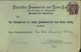 1922, Umschlag "Bayerischer Frauenverein Vom Roten Kreuz" Gelaufen Ab NÜRNBERG:, Kleine Mängel - Ganzsachen