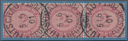 Deutsche Post In China: 1901 (5.6.), Waagerechter 3er-Streifen 2 Mk. Braunpurpur, Mit Stempel "FUTSC - Chine (bureaux)