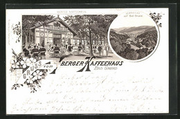 Lithographie Bad Grund, Gasthof Iberger Kaffehaus, Fernsicht Auf Den Ort - Bad Grund