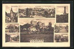 AK Colditz I. Sachsen, Schloss, Badergasse Und Markt - Colditz