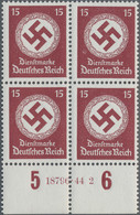 Deutsches Reich - Dienstmarken: 1942/1944, Dienstmarken Der Behörden, Zwölf Viererblocks Von Unterra - Dienstzegels