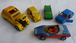 5 VOITURES AUTOMOBILES CORGI 1 Incomplète AUSTIN MINI METRO - CITROEN 2CV6 - MATRA RANCHO .. En L'état - Corgi Toys