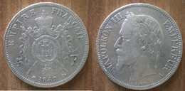 France 5 Francs 1868 A Paris Napoleon 3 Que Prix + Port Frcs Frc Cents Centimes Argent Silver Paypal Bitcoin OK - 5 Francs