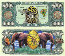 USA 1 Million Dollar Novelty Banknote 'African Wildlife' - NEW - UNCIRCULATED & CRISP - Altri – America