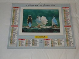 1994 CALENDRIER ( Double ) ALMANACH DU FACTEUR, LA POSTE, OISEAU, OISEAUX, OBERTHUR, MARNE 51 - Formato Grande : 1991-00