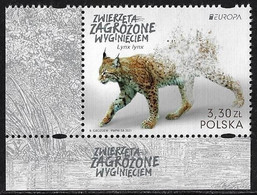 POLONIA /POLAND /POLSKA /POLOGNE  -EUROPA 2021-"ENDANGERED NATIONAL WILDLIFE"- SERIE De 1 V.- CH - INF - IZQ - 2021