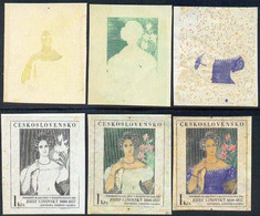 CZECHOSLOVAKIA (1985) "Young Woman In A Blue Gown". Series Of 6 Die Proofs In Various Stages. Scott No 2586 - Ensayos & Reimpresiones