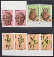 BURKINA FASO (1985) Artifacts. Set Of 4 Imperforate Pairs. Scott Nos 739-42.. - Burkina Faso (1984-...)