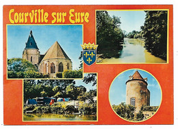 CP COURVILLE SUR EURE, L'EGLISE, LE CAMPING, BORDS DE L'EAU, LA TOUR, EURE ET LOIR 28 - Courville