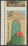 U.S.A. (1981) Barrel Cactus. Horizontal Misperforation Resulting In Name Appearing At Top. Scott No 1942, Yvert No 1368 - Variedades, Errores & Curiosidades