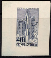 CZECHOSLOVAKIA (1962) Rocket On Launching Pad. Die Proof In Blue. Space Research. Scott No 1106. Yvert No 1209 - Prove E Ristampe