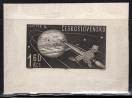 CZECHOSLOVAKIA (1963) Atomic Rocket Approaching Jupiter. Die Proof In Black. Scott No 1173. - Proofs & Reprints