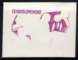 CZECHOSLOVAKIA (1973) Astronauts Komarov, Dobrovolski, Volkov & Patsayev. Partial Die Proof In Violet. Scott No 1878 - Essais & Réimpressions