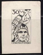 CZECHOSLOVAKIA (1977) Gagarin. Space Capsule. Die Proof In Black. 20th Anniversary Of Space Research. Scott No 2140 - Prove E Ristampe