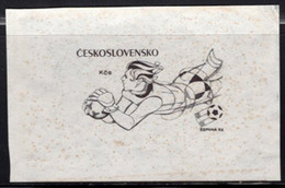 CZECHOSLOVAKIA (1982) Goalie Lunging For Ball. Die Proof In Black. World Cup. Scott No 2395, Yvert No 2472. - Prove E Ristampe