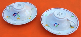 Duo Tasses / Soucoupes à Café Faïence De Gien France Modèle Rose Marie - Gien (FRA)