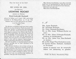 GC  DOHAN ..-- Mme Léontine ROCHET , Veuve De Mr Karel ROELANDT , Née En 1909 , Décédée En 1964 à St NIKLAAS-WAAS . - Bouillon