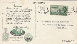 EGYPTE CARTE LE CAIRE LES PYRAMIDES PUB IONYL 1951 POUR PARIS - Pharmacy