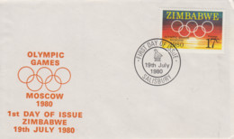 Enveloppe  FDC  1er  Jour   ZIMBABWE    Jeux  Olympiques   MOSCOU    1980 - Zimbabwe (1980-...)