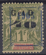 GUADELOUPE : GROUPE 1F SURCHARGE BLEUE 1903 N° 50a NEUF * GOMME AVEC CHARNIERE - Unused Stamps