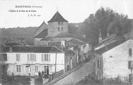 CPA 16 MARTHON EGLISE ET RUE DE LA POSTE - Other & Unclassified