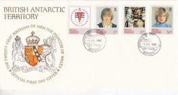 British Antarctic Territorry (BAT) 1982 21st Birthday Of Princess Of Wales 4v FDC (F8619) - FDC