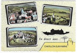 CPSM MULTIVUES COLORISEE EN DIRECT AVEC... CHATILLON SUR MARNE, VUES AERIENNES, MARNE 51 - Châtillon-sur-Marne