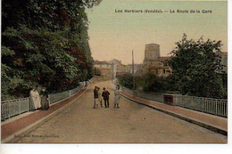 Les Herbiers : La Route De La Gare (carte Toilée Et Colorisée) - Les Herbiers