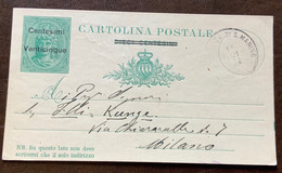 SAN MARINO - C.P. PROVVISORIA  (C7A)  DEL 10/6/22 PER MILANO - TIMBRO  DI CHIMICO FARMACISTA  - PERFETTA - Cartas & Documentos