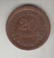 CABO VERDE 20 CENTAVOS 1924 REPUBLICA PORTUGUESA - Cap Vert