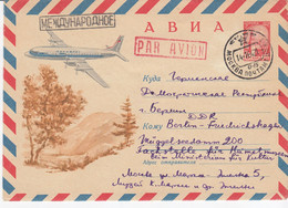 RUSSIA USSR Stationery Cover 1963 Airplane Mountains Airmail Sent To Germany 28911 - Lettres & Documents