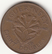 Guernsey Coin 8 Doubles 1959 Fine Used Condition - Guernsey