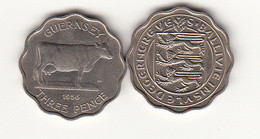 Guernsey Coin 3d (1/4 Shilling) 1956 Thin Format - Guernesey