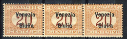 Venezia Giulia 1918 Taae N. 3 C 20 Arancio E Carminio Striscia Di 3 OG MNH Cat. € 180 - Venezia Giulia