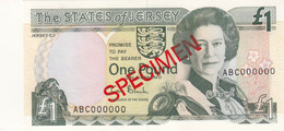 Jersey Banknote One Pound (Pick 26s) SPECIMEN Overprint Code ABC - Superb UNC Condition - Jersey