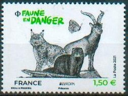 France 2021 - Europa, Castor, Lynx, Bouquetin / Beaver, Lynx, Ibex - MNH - Gibier