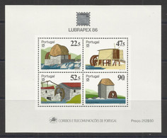 Portugal 1986 - Watermills, Lubrapex S/S MNH - Unused Stamps
