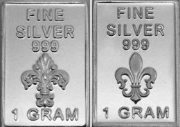 USA 1gr .999 Fine Silver Art Bar French Symbol 'Fleur De Lys' Recto-verso Image - UNCIRCULATED - Sonstige – Amerika