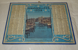 1956 ANNEE BISSEXTILE CALENDRIER ALMANACH DES PTT, PORT DE MARSEILLE, OLLER, ARDENNES 08 - Tamaño Grande : 1941-60
