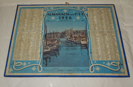 1956 ANNEE BISSEXTILE CALENDRIER ALMANACH DES PTT, PORT DE MARSEILLE, OLLER, ARDENNES 08 - Grand Format : 1941-60