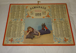 1956 ANNEE BISSEXTILE CALENDRIER ALMANACH DES PTT, FILLETTE ET TORTUE, OLLER, ARDENNES 08 - Tamaño Grande : 1941-60
