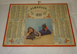 1956 ANNEE BISSEXTILE CALENDRIER ALMANACH DES PTT, FILLETTE ET TORTUE, OLLER, ARDENNES 08 - Formato Grande : 1941-60