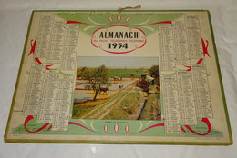 1954 CALENDRIER ALMANACH DES PTT, RIZIERE EN CAMARGUE, OLLER, ARDENNES 08 - Grossformat : 1941-60